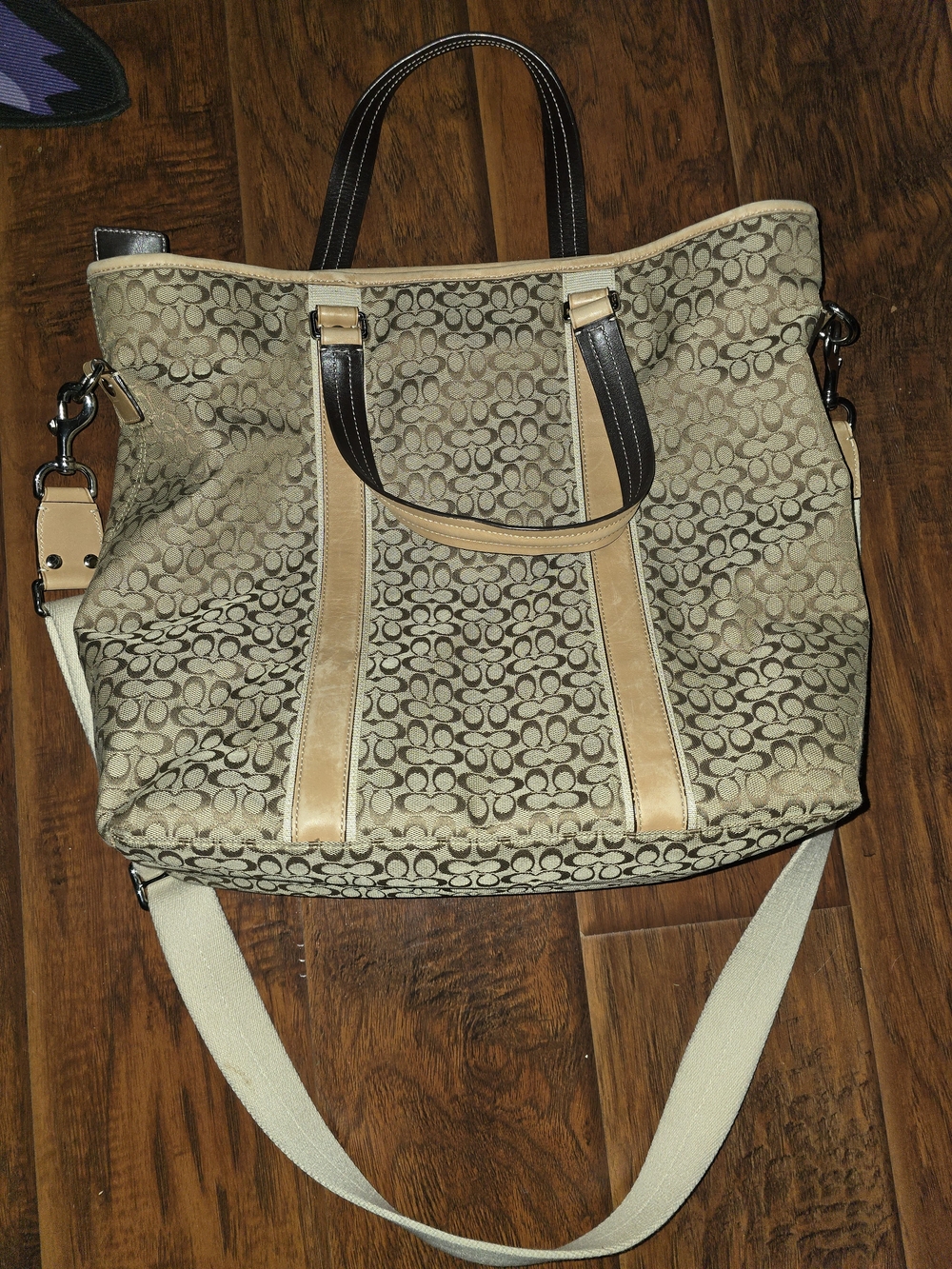Coach Signature Jacquard Canvas Tote in Khaki